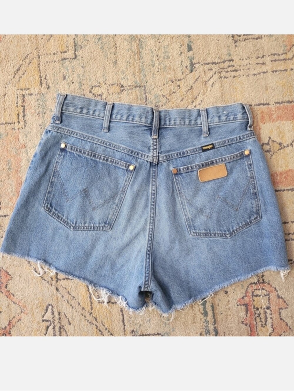 Wrangler Womens Jean Shorts High Rise Festival Indigood Vintage Distressed 32